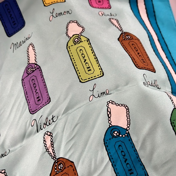 Super Rare Coach Hangtag Square Scarf - Picture 5 of 14